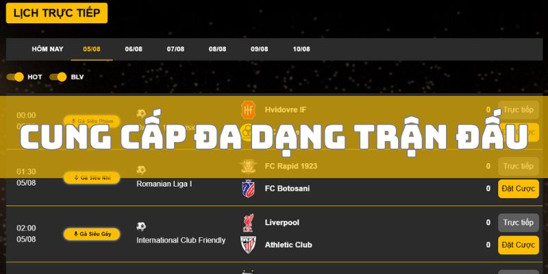 GaVangTV trực tiếp đa dạng trận đấu